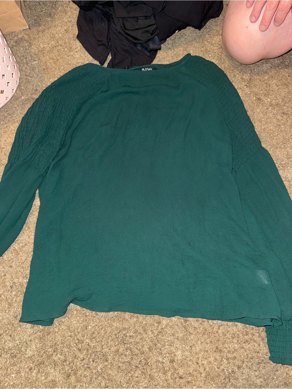 a.n.a Forest Green Long Sleeve Blouse